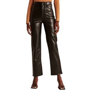 Abercrombie & Fitch Faux Leather Pants Ankle Straight Ultra High Rise Vegan 28/6